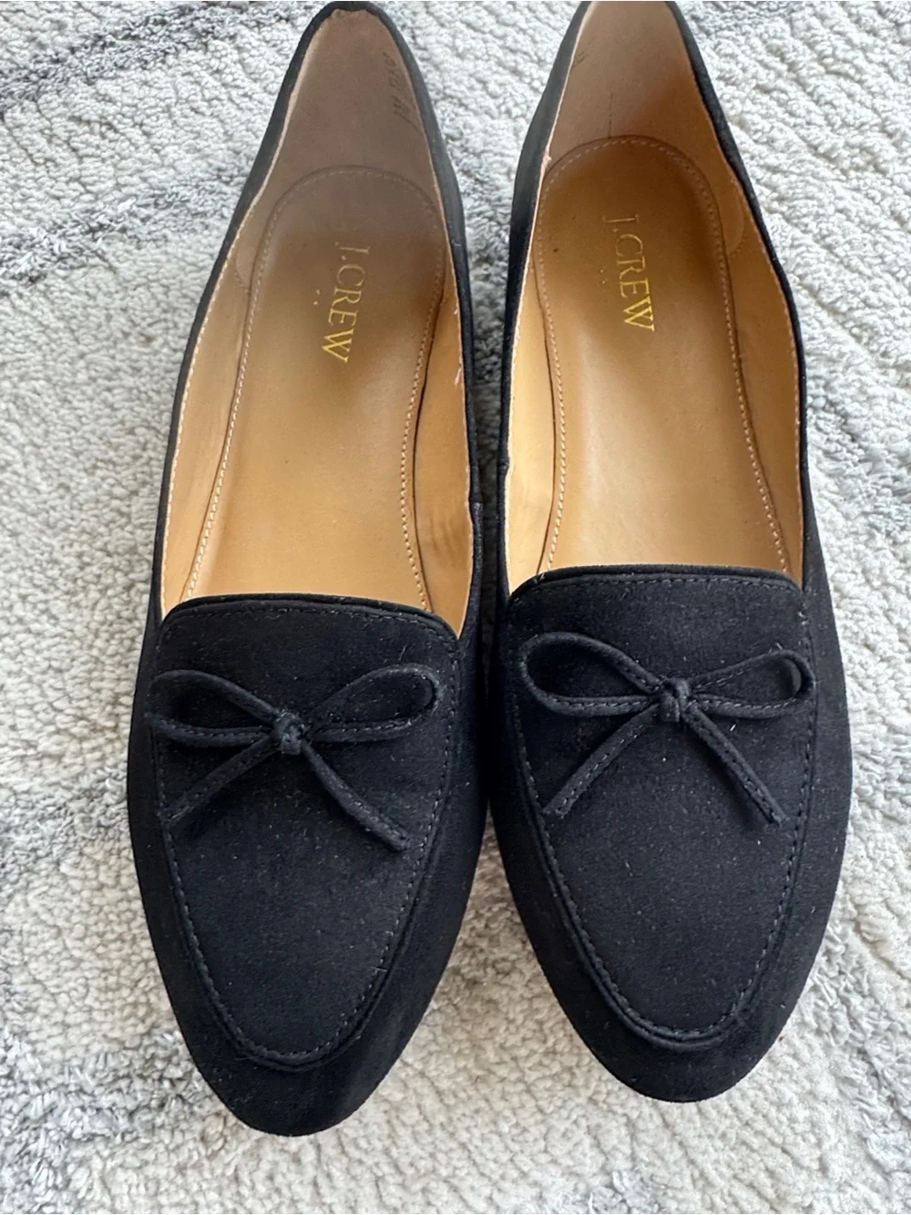 J.Crew Classic black textile faux-suede bow loafers size 8 1/2